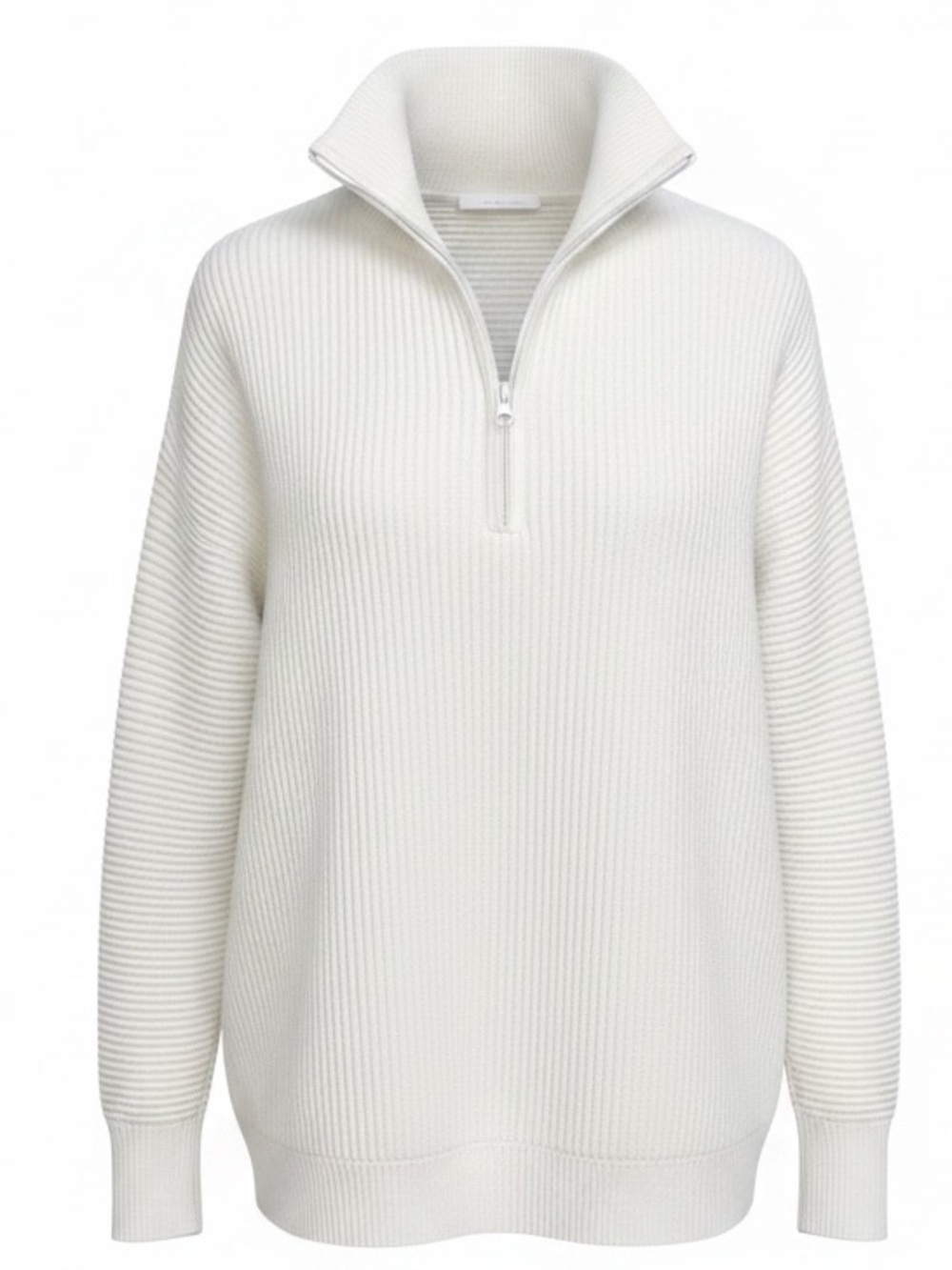 White Ribbed Half Zip Pullover Women’s XL Soft Cozy Lounge Sweater Top - Picture 1 of 7